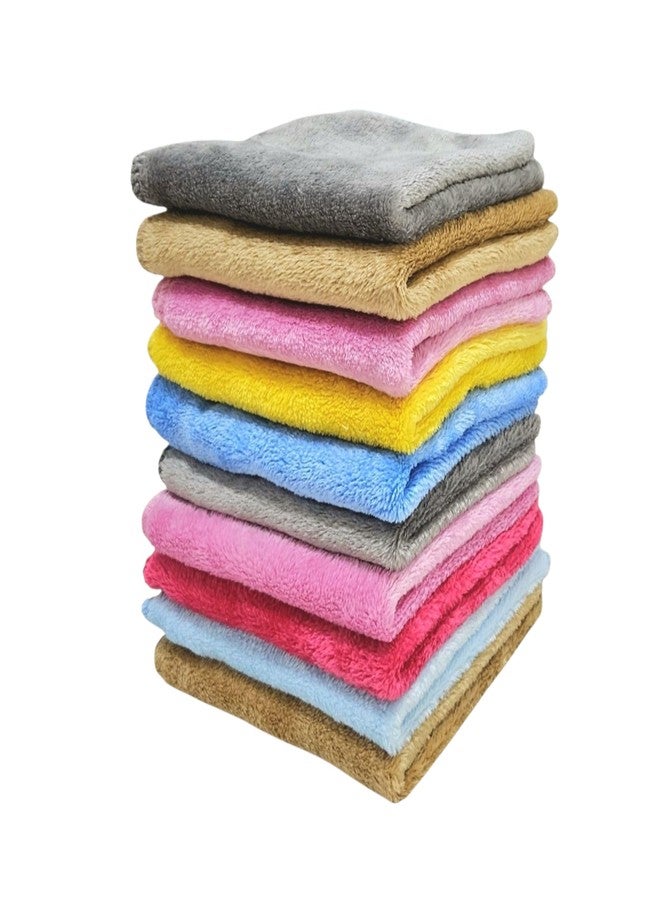 First Kick Microfiber Coral Fleece Baby Face Towels, Soft and Absorbent Wash Clothes for Newborns, Infants and Toddlers, Gentle on Delicate Skin for Face Hands and Body, 10x10 Inch (10 Pcs) - Image 1