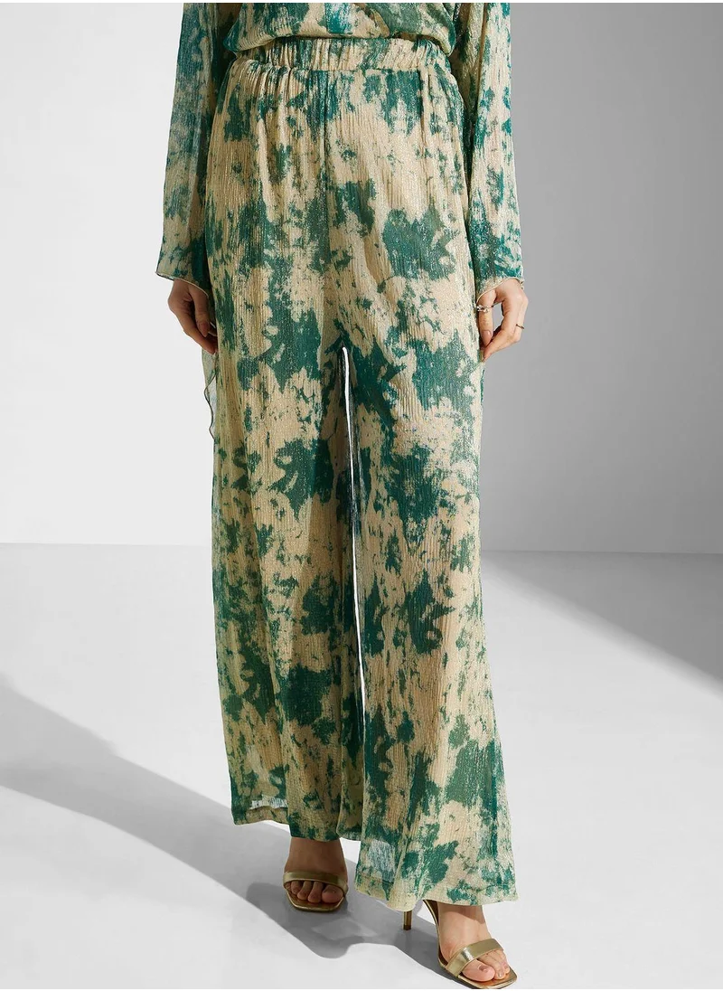 Golden Apple Button Detail Printed Top And Set