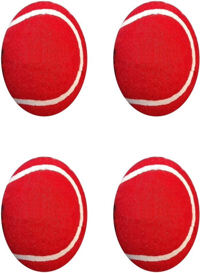 Owlix Red Rubber Heavy Weight Tennis Cricket Ball Cricket Tennis Ball (Standard, Pack of 4) - Image 1