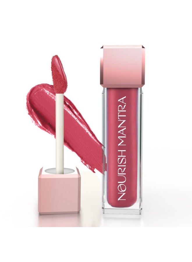 Nourish Mantra’s Jashn-E-Gulab Lipstick (3.5ml)/ Creamy Matte Liquid Lipstick with SPF/Water Proof/Smudge Proof/Transfer Proof/Long Lasting/Suits All Skin Tones - Image 1