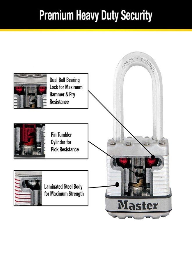 Master Lock M1XTLF Magnum Heavy Duty Padlock with Key, 2 Pack Keyed-Alike - Image 5