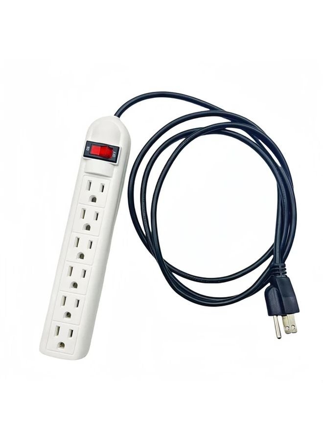 1 واقي من زيادة التيار بمقبس مسطح مقاوم للحريق بقدرة 800 جول و6 منافذ بطول 8 أمتار - Image 1