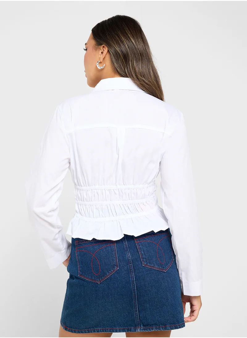 جينجر Shirred Clinched Waist Shirt