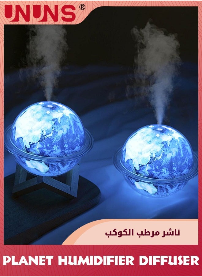 UNUNS - Mini Diffuser Humidifier,Innovative Planet Light Humidifier,2 IN 1 LED Night Light And Humidifier,Cool Mist Humidifiers,USB Humidifiers With Stand,Earth Night Light For Kids Room Decor,330ml - Image 1