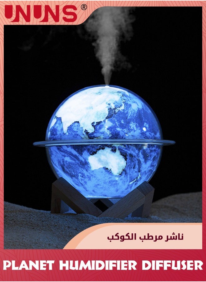 UNUNS Mini Diffuser Humidifier,Innovative Planet Light Humidifier,2 IN 1 LED Night Light And Humidifier,Cool Mist Humidifiers,USB Humidifiers With Stand,Earth Night Light For Kids Room Decor,330ml  - Image 1