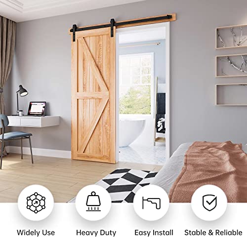 EaseLife 53 FT Sliding Barn Door Hardware Track KitBasic J PulleySlide Smoothly QuietlyEasy Install 53FT Track Kit for 3032 Wide Single Door - Image 3