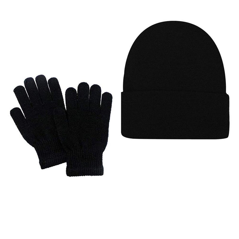 MAGIC Baby Girl's|Baby Boy's kid's Combo of School Winter Woolen Cap/Skull Cap and Gloves Set Soft Knit for Winter (Black)-(Pack of 02) - Image 1