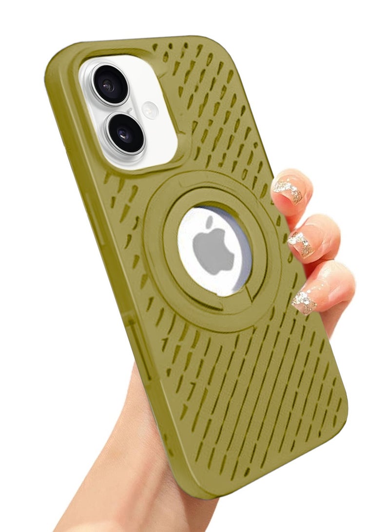 Wtech Apple iPhone 16 2024 Premium Silicone Magsafe with Ring Finger Grip Case Cover - Gold - Image 4