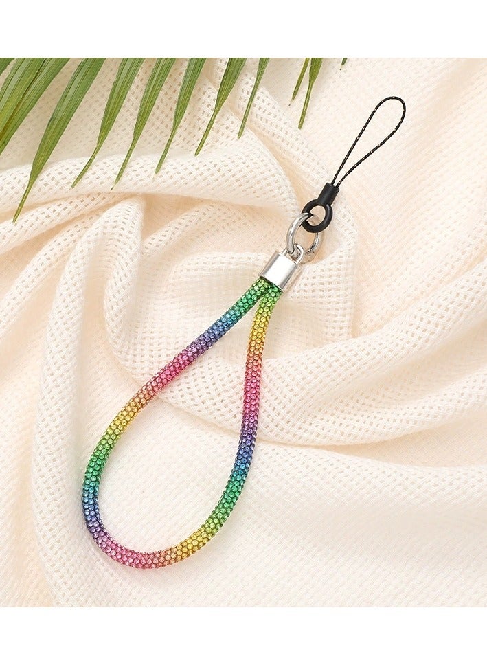 Sparkle Accessories Rainbow Rhinestone Lanyard, Phone Strap, Adjustable Phone Lanyard with glittering string, Phone Wrist Strap for Airpods, Phone case, Camera Wrist Strap 