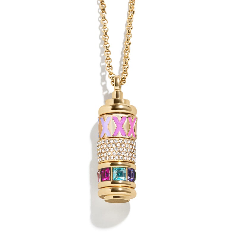 BaubleBar Initial Spinner Charm Necklace - Personalized Gold-Plated Pendant Necklace for Women w/Spinning Beads, Initial Necklace with Interchangeable Charms, Easy Twist Open Design - Letter X - Image 1