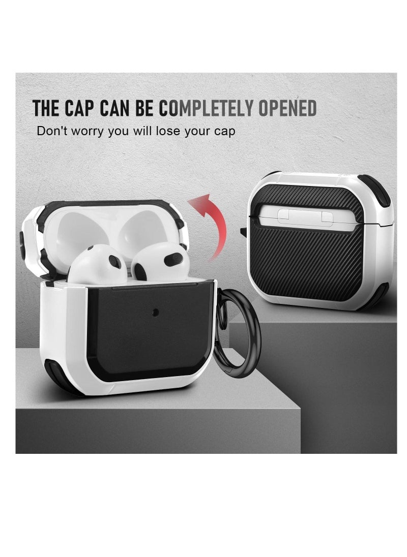 ELTRAZONE غطاء حقيبة AirPods 3 مع سلسلة مفاتيح ترقية درع مضاد للصدمات غلاف صلب واقي TPU متوافق مع حقيبة Apple Airpods الجيل الثالث للنساء والرجال والفتيات والفتيان (LED الأمامي مرئي) - Image 3