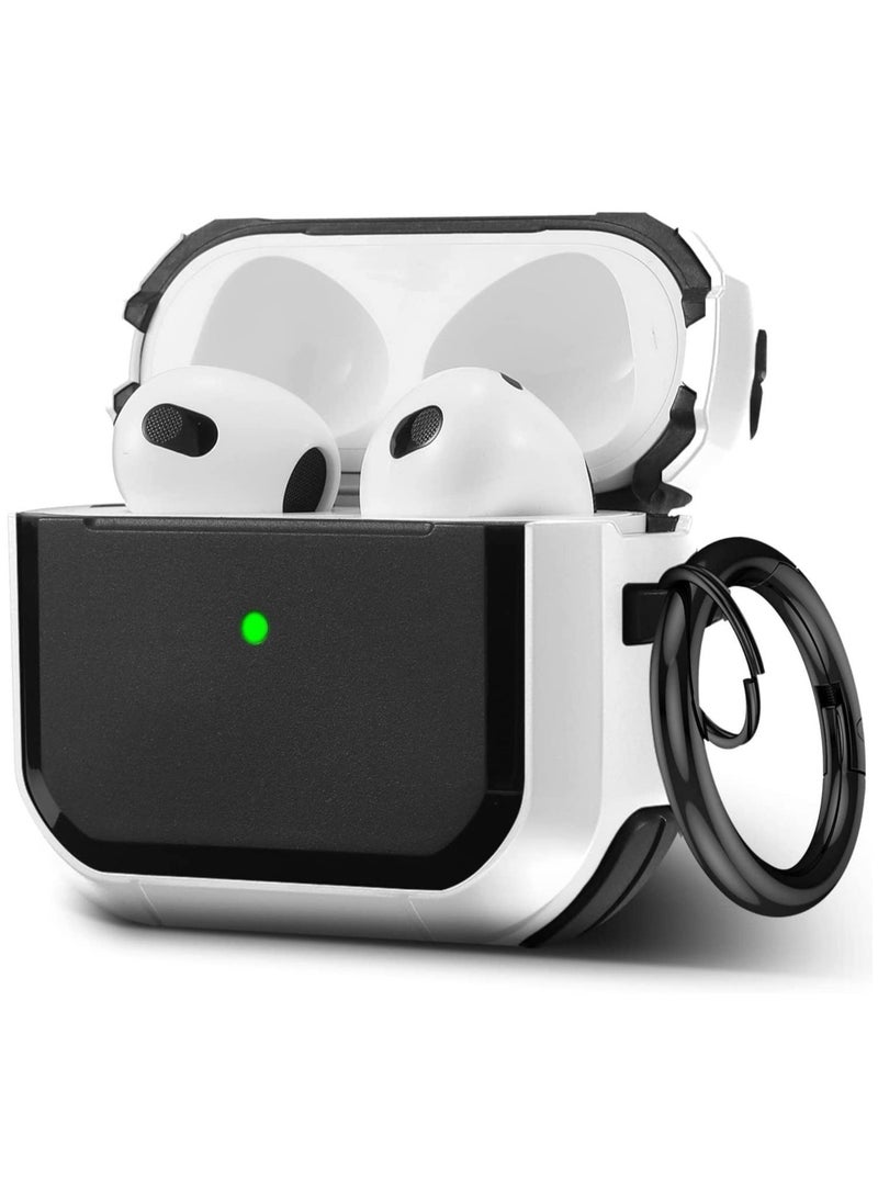 ELTRAZONE غطاء حقيبة AirPods 3 مع سلسلة مفاتيح ترقية درع مضاد للصدمات غلاف صلب واقي TPU متوافق مع حقيبة Apple Airpods الجيل الثالث للنساء والرجال والفتيات والفتيان (LED الأمامي مرئي) - Image 1