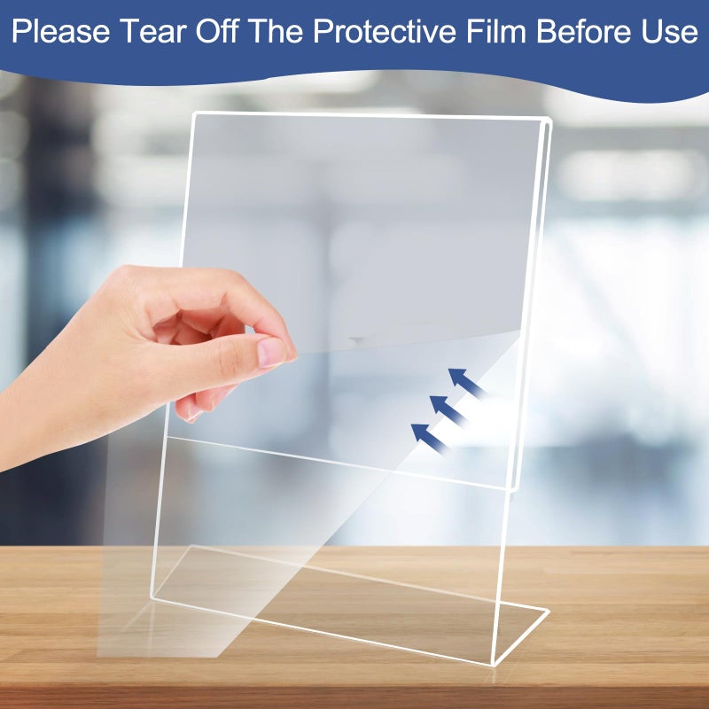 Wbtran Acrylic Sign Holder 8.5 x 11  6 Pack Slanted Back Sign Holders for Display  Clear Tabletop Plastic Paper Sign Holder for Office  Home  Restaurant - Image 4