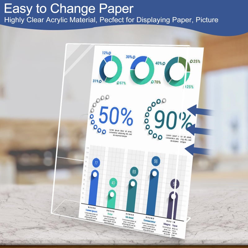 Wbtran Acrylic Sign Holder 8.5 x 11  6 Pack Slanted Back Sign Holders for Display  Clear Tabletop Plastic Paper Sign Holder for Office  Home  Restaurant - Image 3