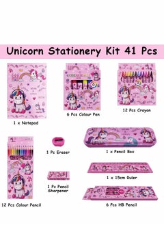 Y&D Unicorn Stationery Kit For Girls  41Pcs Items Pencil Box Colours Eraser and Sharpener -Return Gift Girls Unicorn School Girls Set Return Gifts  - Image 4