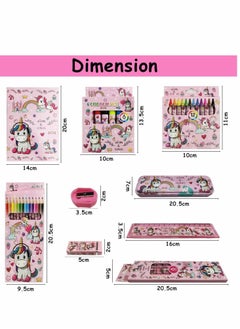 Y&D Unicorn Stationery Kit For Girls  41Pcs Items Pencil Box Colours Eraser and Sharpener -Return Gift Girls Unicorn School Girls Set Return Gifts  - Image 2