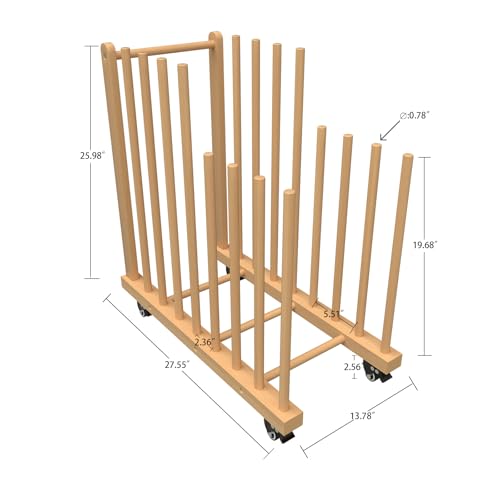 LEJITEKK Art Storage Rack with Handle&Caster Wheels,Wooden Art Canvas Storage Stand,Art Drying Rack, Canvas Boards Rack for Drawing Board ,Art Studios,Panel,Artworks,Gallery - Image 5