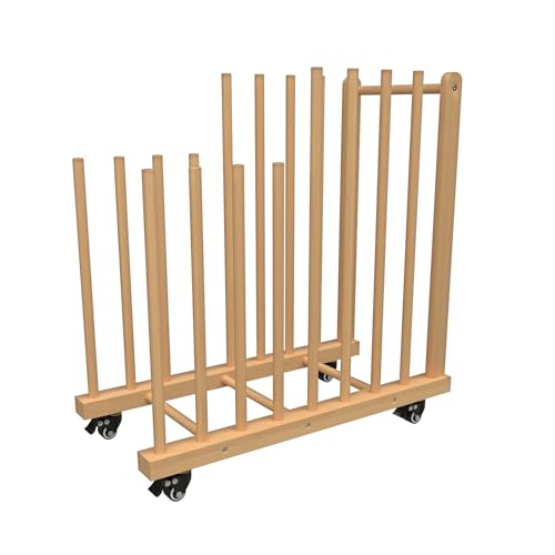 LEJITEKK Art Storage Rack with Handle&Caster Wheels,Wooden Art Canvas Storage Stand,Art Drying Rack, Canvas Boards Rack for Drawing Board ,Art Studios,Panel,Artworks,Gallery - Image 1