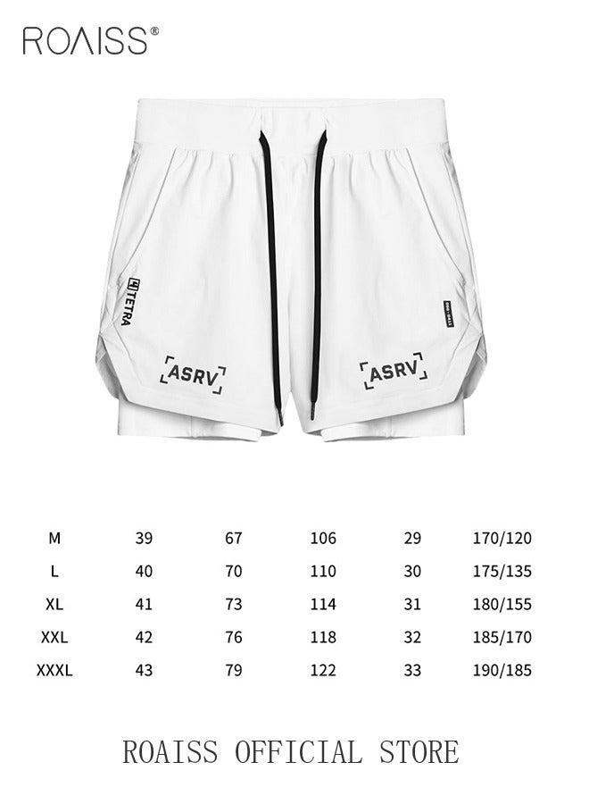 Five-Point Sports Shorts Fake Two-Piece Quick Drying Double Layer Basketball Pants Anti-Light Running Fitness Summer Multi-pocket Squat Quick-Drying Pants Casual Running Elastic Waist image 6