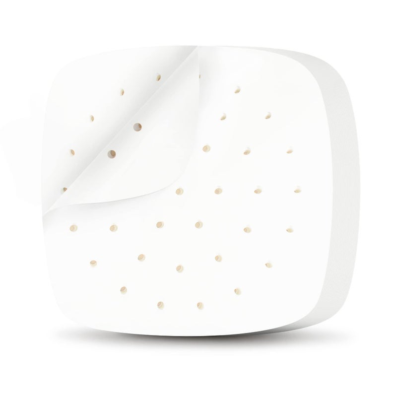 Air Fryer Parchment Paper Liners 200Pcs Square Air Fryer Disposable Liners Perforated Parchment Paper Sheets for Baking HOFHTD Parchment Paper for Air Fryer and Bamboo Steaming Basket White