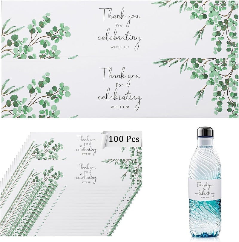 Tobeelec 100 Pcs Bridal Shower Water Bottle Labels - Greenery Floral Wraps Stickers for Personalized Party Drinking Bottles - Image 1