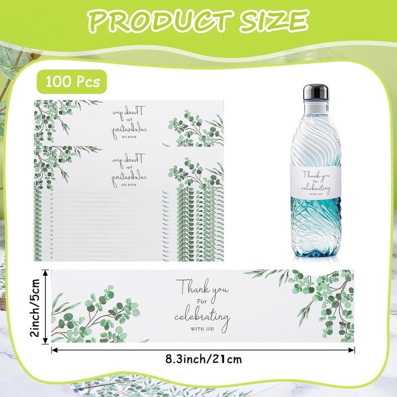Tobeelec 100 Pcs Bridal Shower Water Bottle Labels - Greenery Floral Wraps Stickers for Personalized Party Drinking Bottles - Image 4