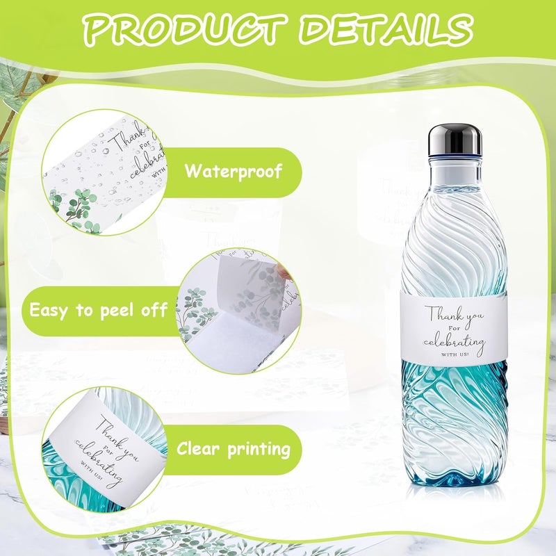Tobeelec 100 Pcs Bridal Shower Water Bottle Labels - Greenery Floral Wraps Stickers for Personalized Party Drinking Bottles - Image 5