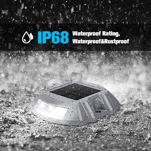VOLISUN Solar Deck Lights Driveway Dock Lights, 8-Pack Led IP68 Waterproof Outdoor Warning Step Lights for Driveway Sidewalk Garden Pathway Yard(White, Auto On/Off - Image 4