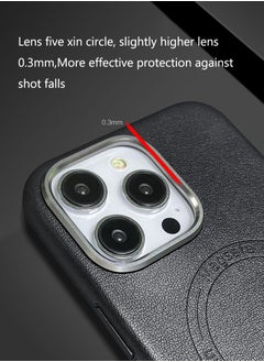 Color Fans Case for iPhone 13 Pro Max Fashion Leather Magnetic Cover Black  - Image 3