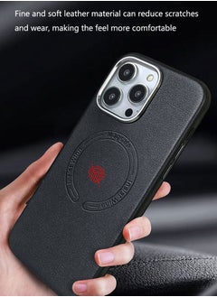 Color Fans Case for iPhone 13 Pro Max Fashion Leather Magnetic Cover Black  - Image 4