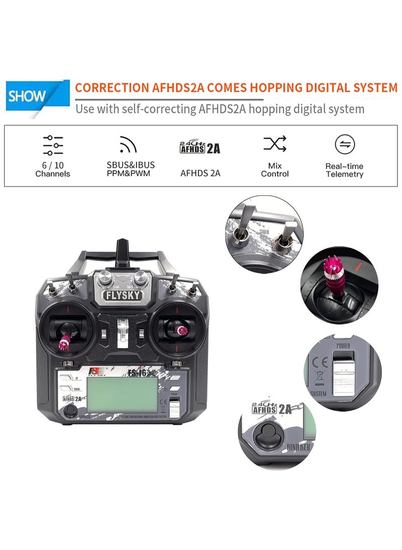 Flysky - Flysky Fs-I6X 10Ch 2.4Ghz Rc Transmitter Controller with Ia6B Receiver Upgrade Cable for Rc Boat Racing Drone - Image 1