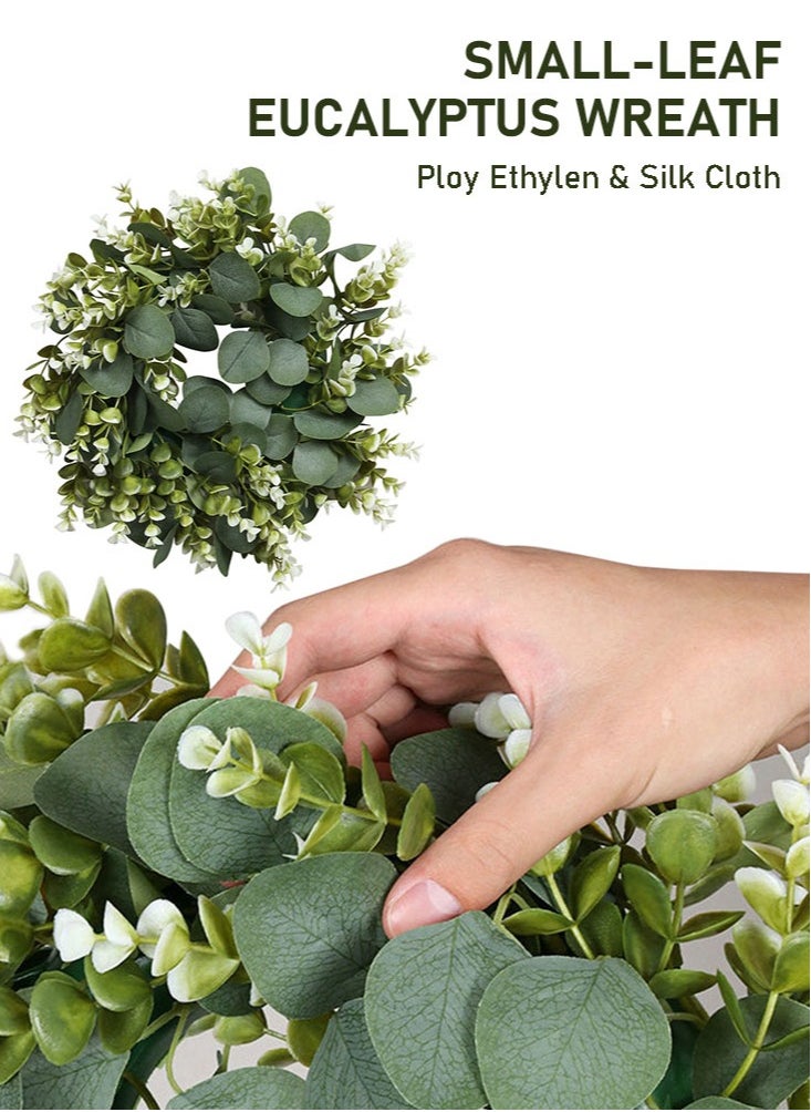 Perfii Realistic UV Protected Eucalyptus Wreath Low Maintenance Home Improvement  - Image 5