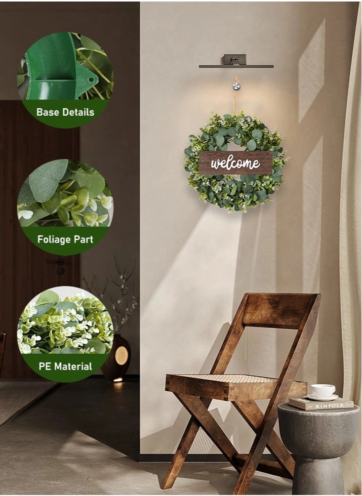 Perfii Realistic UV Protected Eucalyptus Wreath Low Maintenance Home Improvement  - Image 4