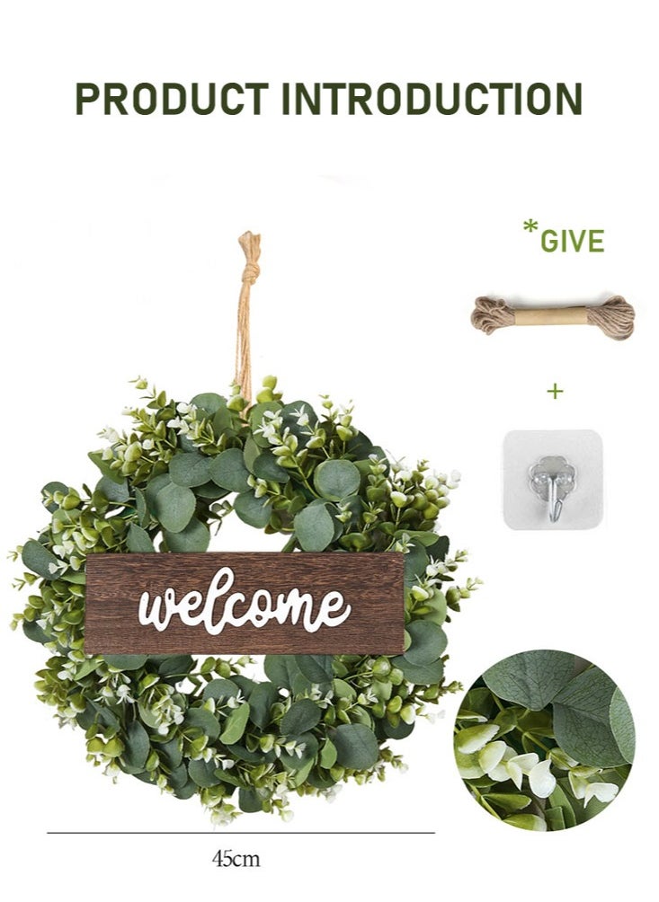 Perfii Realistic UV Protected Eucalyptus Wreath Low Maintenance Home Improvement  - Image 2