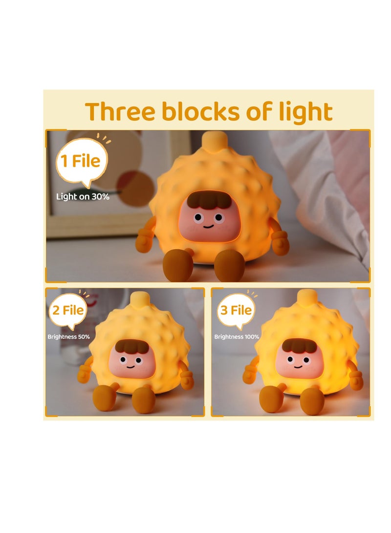 SYOSI Durian Night Light, Cute Durian Lamp for Kids, Dimmable Durian Touch Light, Nursery Nightlight for Room Decor, Night Birthday Gift Light, Rechargeable Durian Nightlight, Gifts Stuff for Boys Girls - Image 3