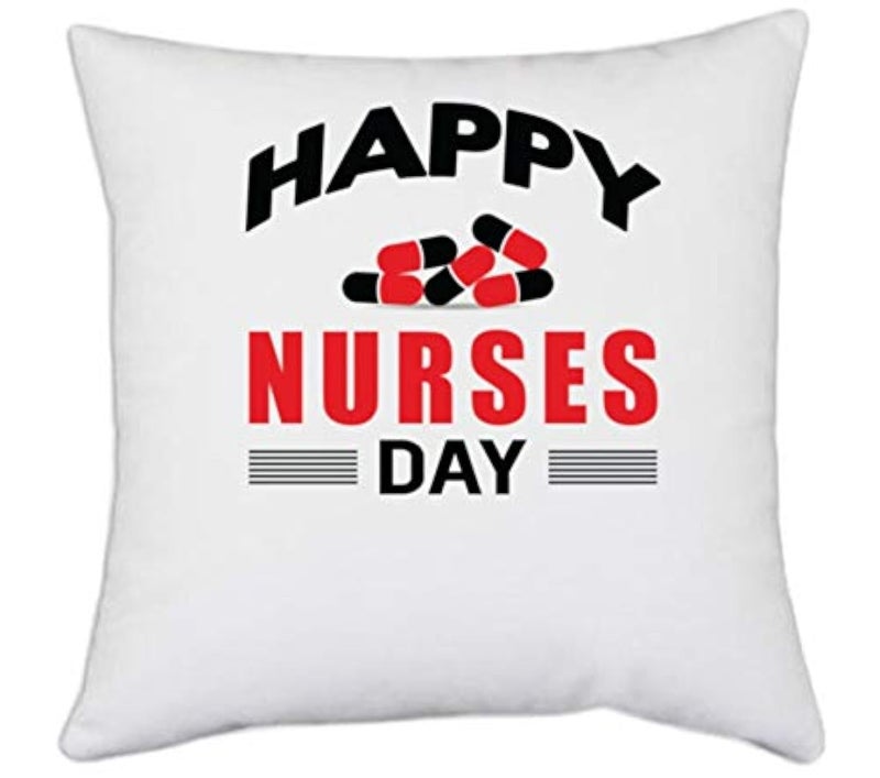 UDNAG White Polyester 'Nurse | Happy Nurse Day' Pillow Cover [16 Inch X 16 Inch] - Image 3