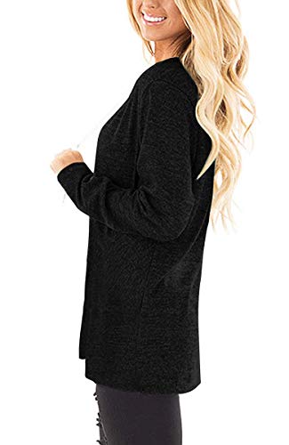 Jescakoo Long Sleeve Black Tops for Women Fall Deep V Neck Long T Shirts M - Image 2