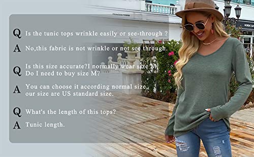 Jescakoo Long Sleeve Black Tops for Women Fall Deep V Neck Long T Shirts M - Image 5