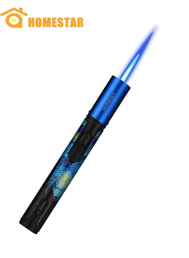 HOMESTAR Torch Lighters, Candle Lighters, Windproof Butane Refillable Gas Torch Lighter for Fireplaces, Camping, Kitchen, Blue - Image 1