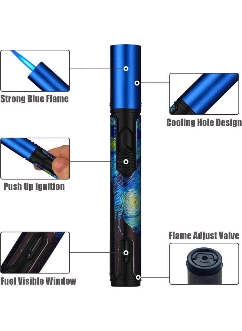 HOMESTAR Torch Lighters, Candle Lighters, Windproof Butane Refillable Gas Torch Lighter for Fireplaces, Camping, Kitchen, Blue - Image 3