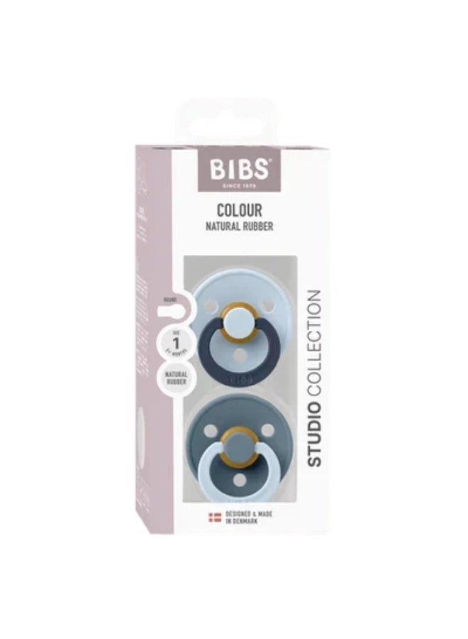 BIBS Pacifier Studio Colour 2 PACK Fusion Latex Size 2 Baby Blue Petrol mix - Image 1