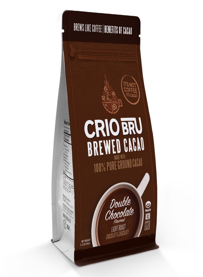 Crio Bru Brewed Cacao Double Chocolate Light Roast - Coffee Alternative Natural Healthy Drink | 100% Pure Ground Cacao Beans | 99.99% Caffeine Free, Keto, Low Carb, Paleo, Brew And Enjoy Hot or Iced (24oz) - Image 1