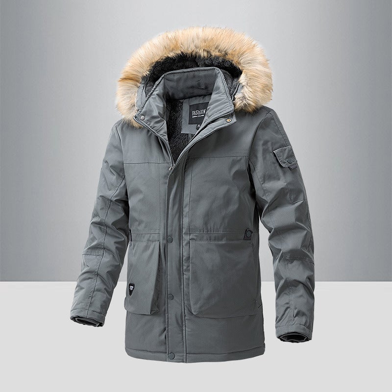 Winter New Waterproof Cotton Clothes Removable Hooded Cotton-Padded Jacket Men'S Mid-Length Thickened Cotton-Padded Jacket For Men - Image 2