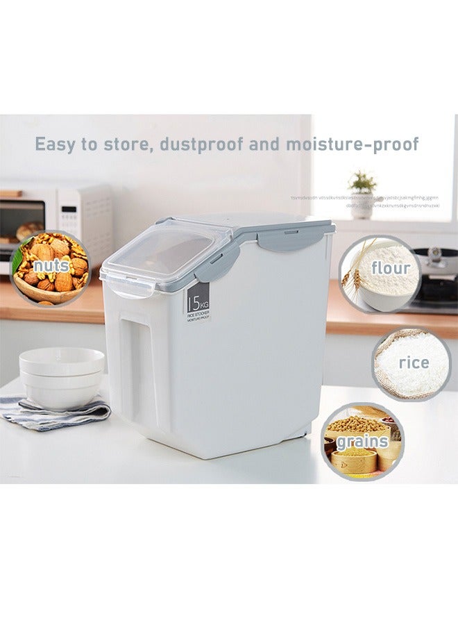 Rice Storage Bucket, High-Quality PP Material, Large-Capacity, Insect-Proof And Moisture-Proof, Kitchen Rice Bucket, Household Rice Box 15kg - Image 4