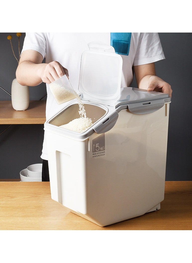 Rice Storage Bucket, High-Quality PP Material, Large-Capacity, Insect-Proof And Moisture-Proof, Kitchen Rice Bucket, Household Rice Box 15kg - Image 5