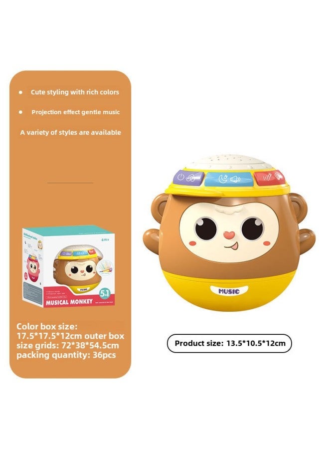 Beiying Children's Tumbler Hand Drumming Puzzle Early Education 0-3 Year Old Baby Toy Music Baby Drumming-Color:Cute Monkey-yellow (window Box)  - Image 1