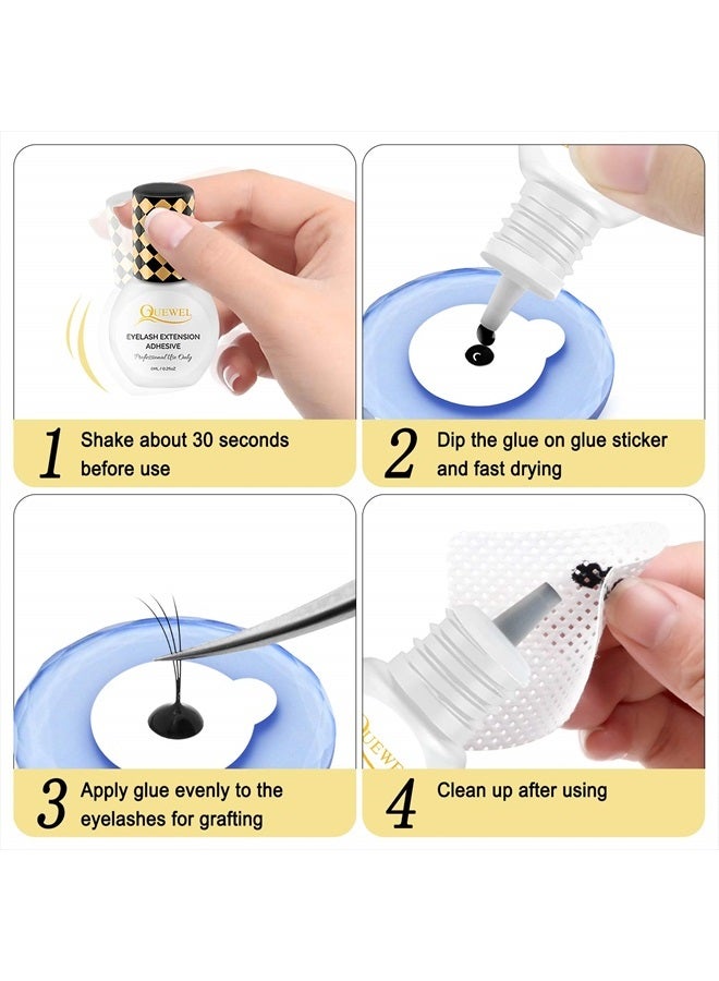 QUEWEL Strong Black Adhesive for Eyelash Extensions 6ml 1-2 Sec Drying Time,Retention 7-8 Weeks,The Lash Extension Glue Low Fume No Irritating for Sensitive - Image 4