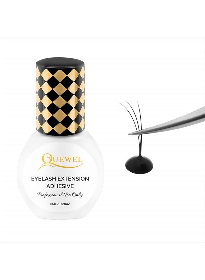QUEWEL Strong Black Adhesive for Eyelash Extensions 6ml 1-2 Sec Drying Time,Retention 7-8 Weeks,The Lash Extension Glue Low Fume No Irritating for Sensitive - Image 1
