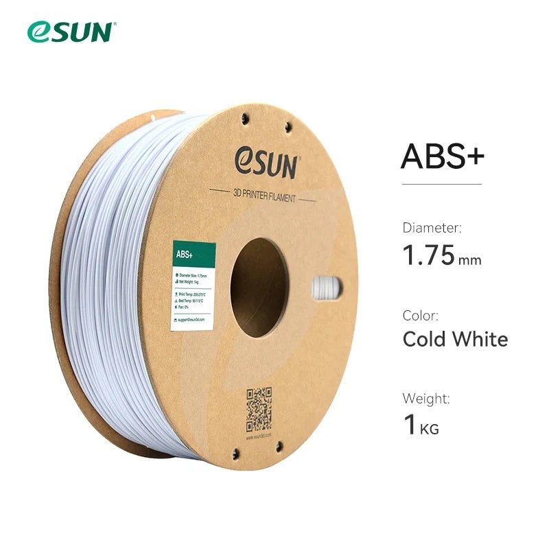 إي صن طابعة ثلاثية الأبعاد eSUN Abs+ 3D Printer Filament 1.75mm 1kg Spool, Cold White - Image 1