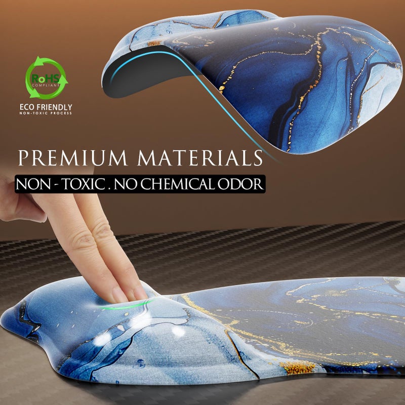 MROCO Ergonomic Mouse Pad with Gel Wrist Rest, Comfortable Mousepad with Smooth Wrist Support Surface and Non-Slip PU Base for Pain Relief, Computer, Laptop, Office & Home, 9.4 x 8.1 in, Blue Marble - Image 3